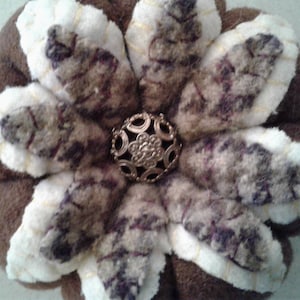 Handmade Wool Pincushion with Vintage Button, Walnut Stuffing
