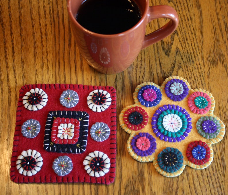 Wool Kit SQUARE Mug Rug Wool Appliqué Kit Make Your Etsy
