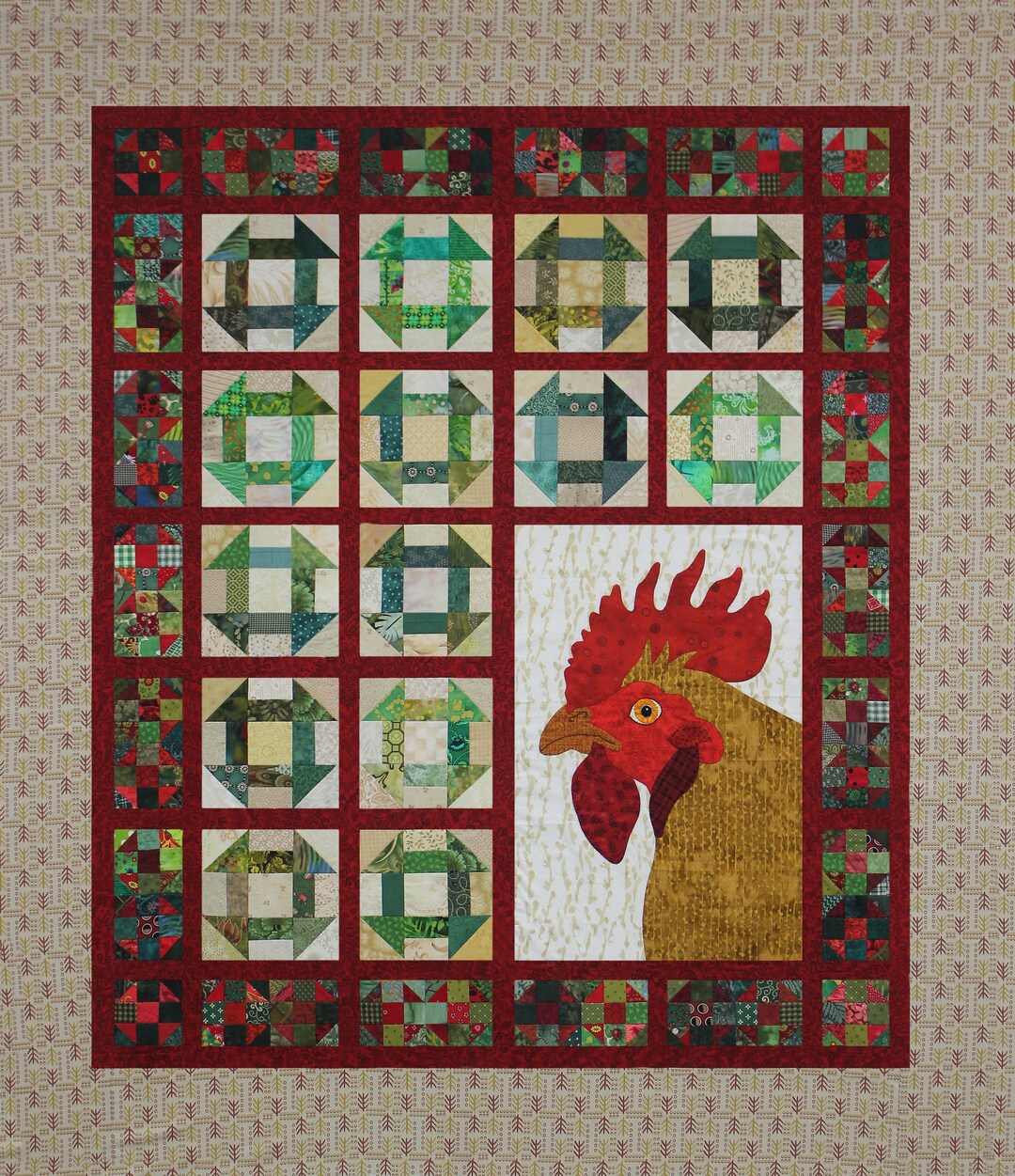 Pattern, Chicken Quilt Applique Pattern, Easy Rooster Pattern ...