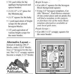 Pattern, Pig Quilt Sewing Pattern, Pigs on a Blanket, Mailed Quilt Pattern, Hand or Fusible Appliqué Quilt Pattern, Pig Quilt, Baby Quilts image 2