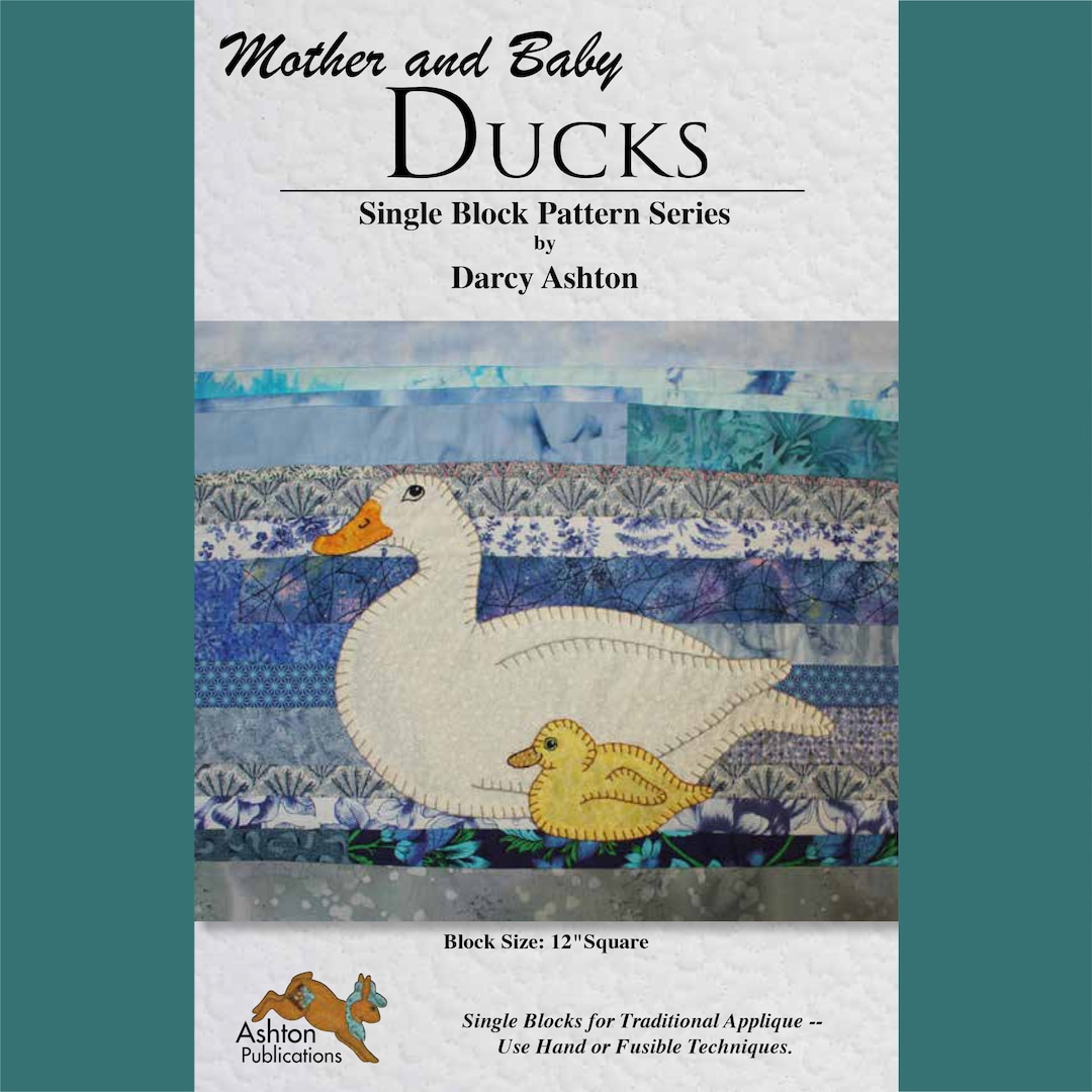 Pdf DUCKS, Single Block .pdf, Instant Download, Applique Momma Baby Duck Applique Pattern, Hand ...