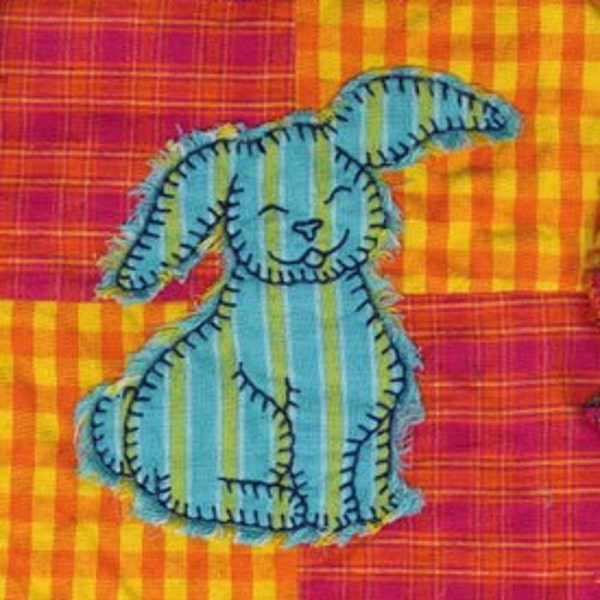 Pattern, Raggedy Rabbit, Rag Quilt Sewing Pattern, Rag Quilt Pattern, Easy Raw Edge Applique Bunny, Sewing Quilt Pattern, Easy Rabbit Quilt