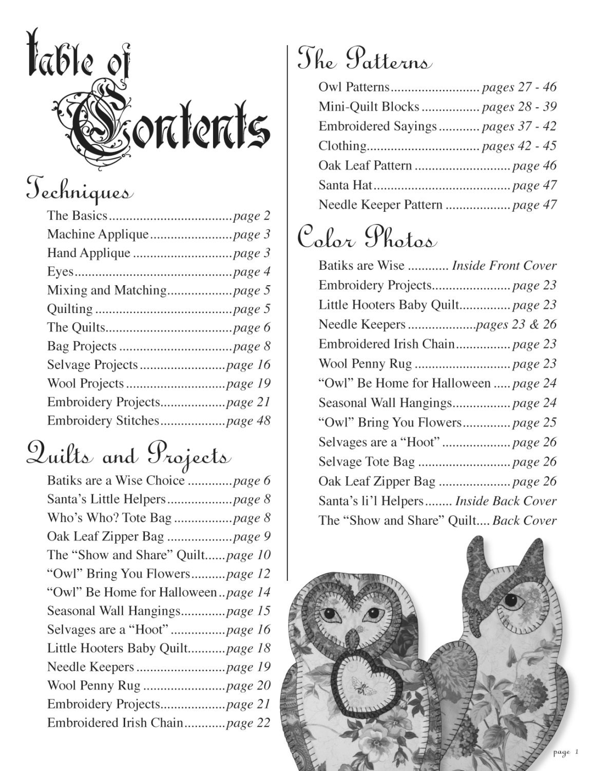 Quilt Book Outstanding Owls Applique Quilting Pattern Book - Etsy