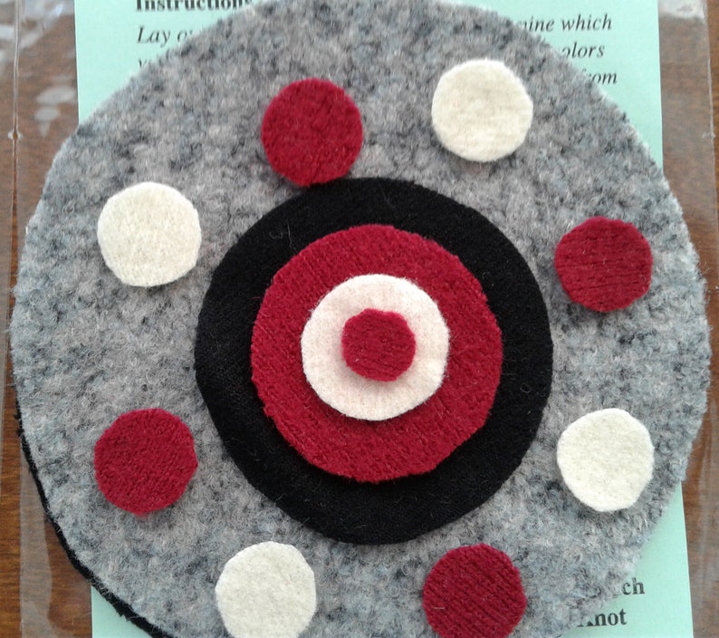 Make Your Own Wool Penny Rug ROUND Mug Rug Pre Cut Wool Appliqu\u00e9 Kits Wool Pennies Wool Appliqu\u00e9 Kit Wool Kit