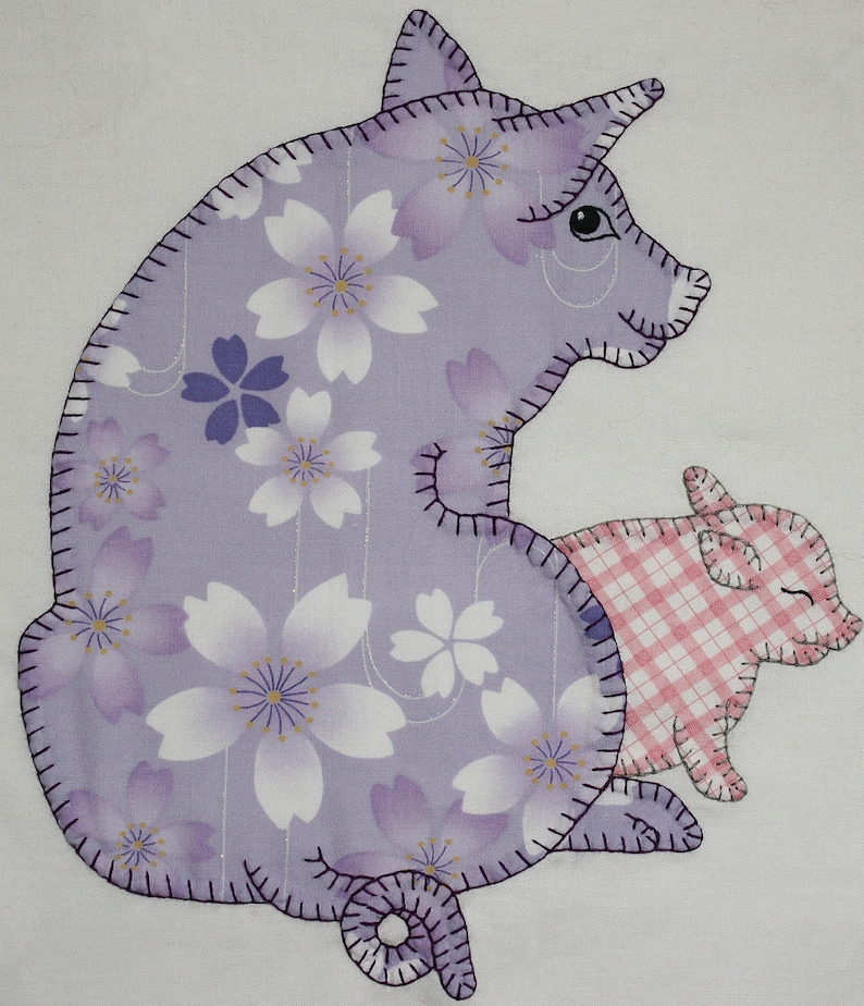 Pattern, Pig Quilt Sewing Pattern, Pigs on a Blanket, Mailed Quilt Pattern, Hand or Fusible Appliqué Quilt Pattern, Pig Quilt, Baby Quilts image 3