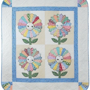 Pattern, Sunflower Baby, Dresden Plate Baby Quilt Pattern, Embroidered Baby Face Quilt, Baby Quilt Pattern, Easy and Adorable Baby Quilt