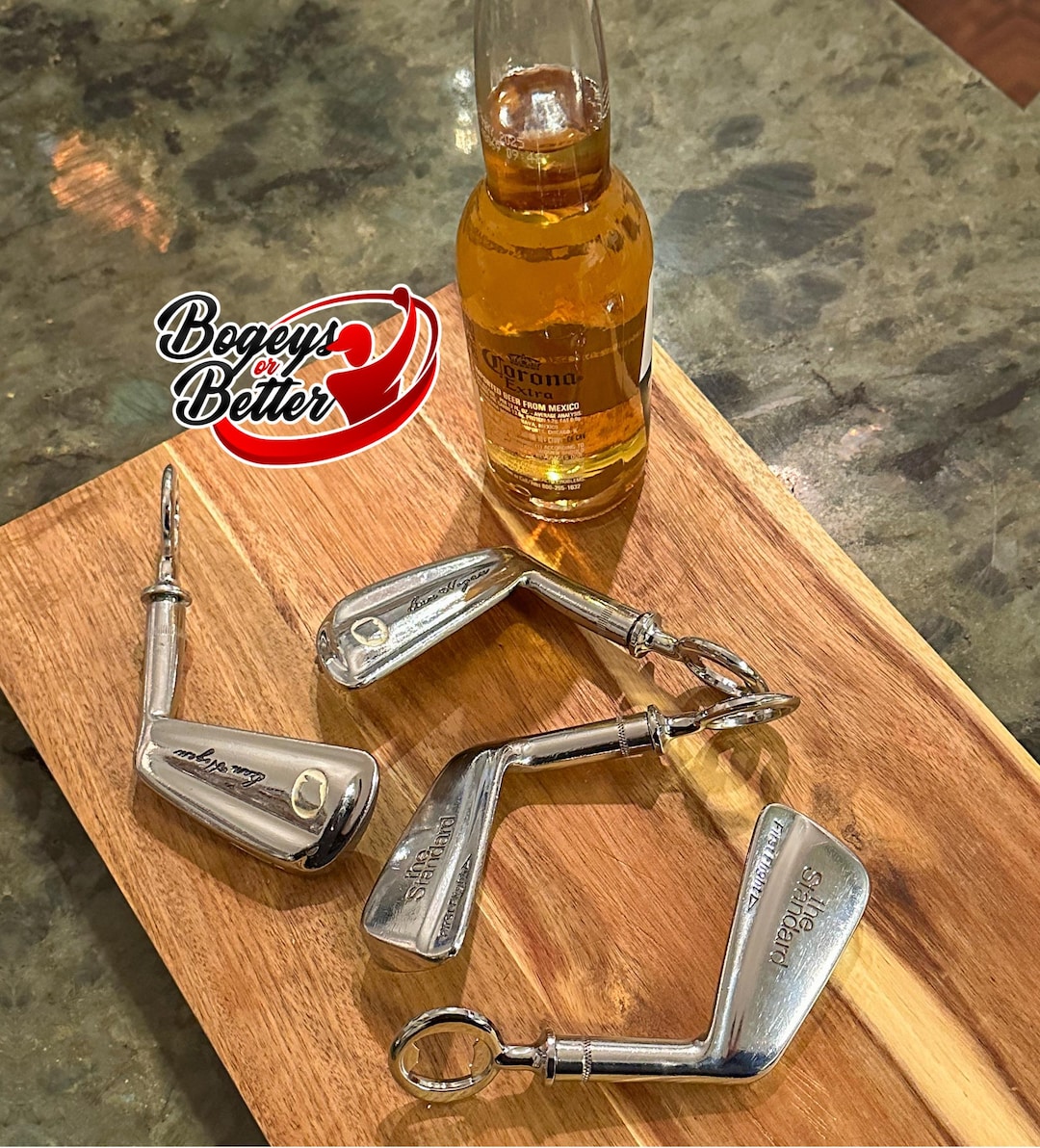 Golf Club Bottle Opener w/ Plaid Gift Pouch