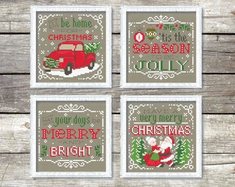 Vintage Christmas Signs Cross Stitch Pattern Instant Download - by Tiny Modernist