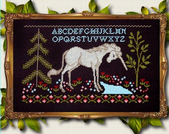 The Last Unicorn - Modern Cross Stitch Pattern by Tiny Modernist