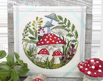 Mushroom Forest - Modern Cross Stitch Pattern PDF by Tiny Modernist