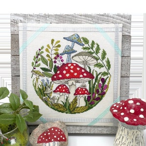 Mushroom Forest Modern Cross Stitch Pattern PDF by Tiny Modernist image 1