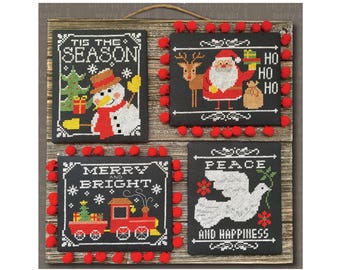 Christmas Chalkboard Cross Stitch Pattern Instant Download