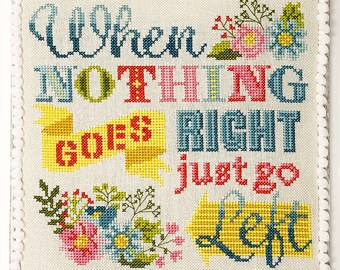 Modern Cross Stitch - Just Go Left Cross Stitch Pattern by Tiny Modernist