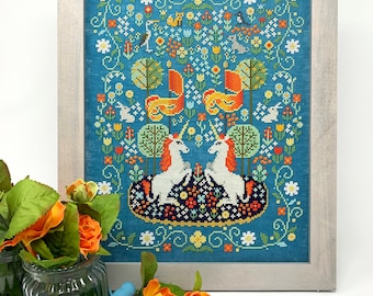 Unicorn Tapestry - Modern Cross Stitch Pattern by Tiny Modernist