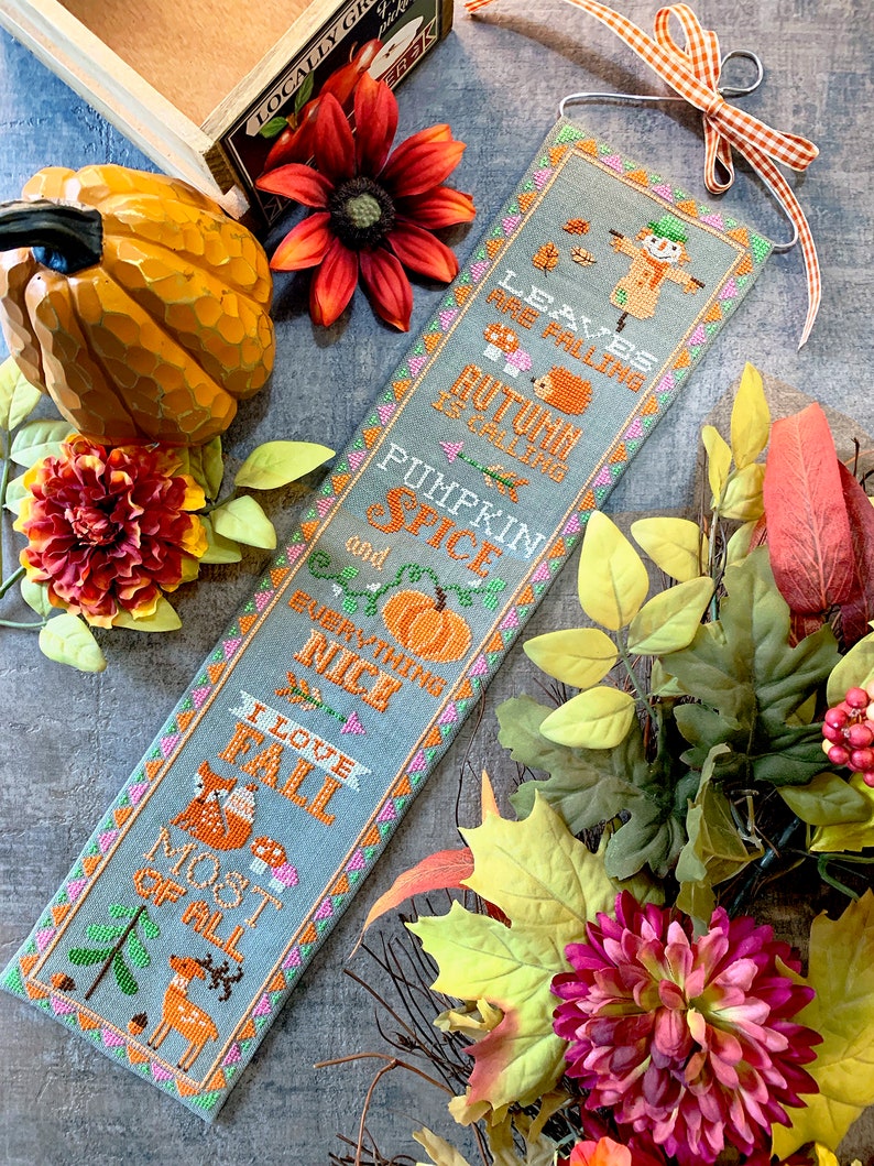 Autumn Bell Pull Modern Cross Stitch Pattern by Tiny Modernist