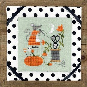 Mouse's Halloween Stitching - Modern Cross Stitch Pattern PDF by Tiny Modernist