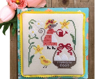 Mouse's Easter Bonnet - Easter Cross Stitch Pattern PDF by Tiny Modernist