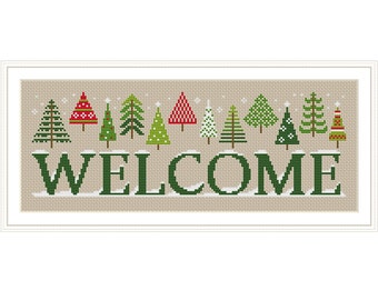 Winter Welcome Sign Cross Stitch Pattern by Tiny Modernist - PDF Instant Download