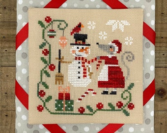 Mouse's Christmas Decorating - Modern Cross Stitch Pattern PDF by Tiny Modernist