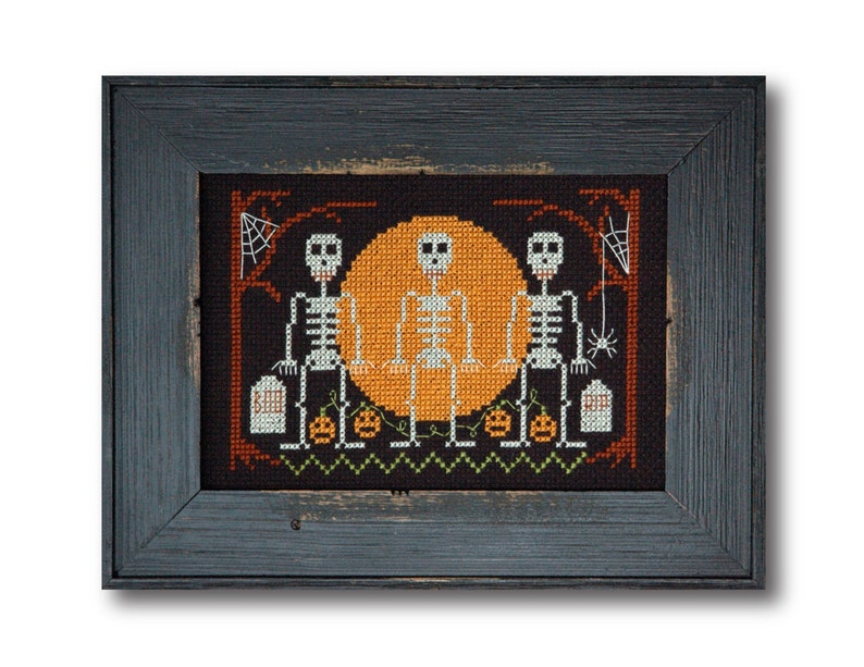 Modern Cross Stitch Halloween Skeletons Cross Stitch Pattern by Tiny Modernist image 1