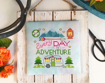 Modern Cross Stitch - Every Day is an Adventure - Cross Stitch Pattern Instant Download by Tiny Modernist