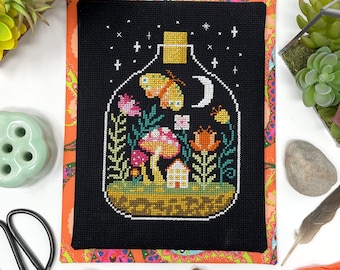 Night Terrarium - Modern Cross Stitch Pattern by Tiny Modernist