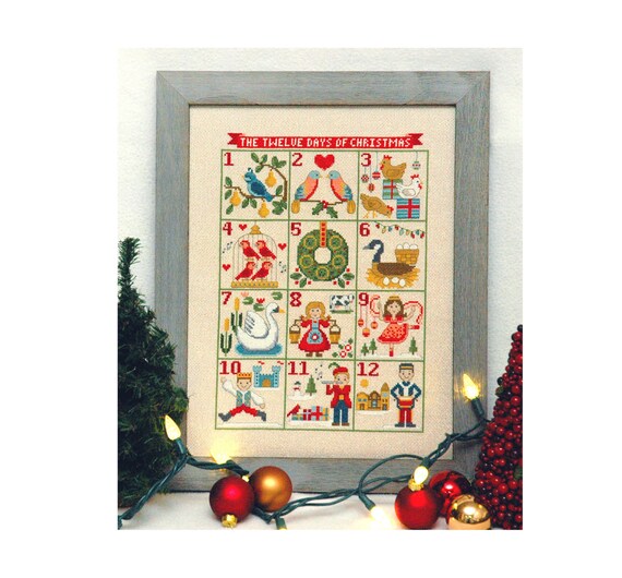 Twelve Days of Christmas Cross Stitch Ornaments Pattern - Stitched Modern