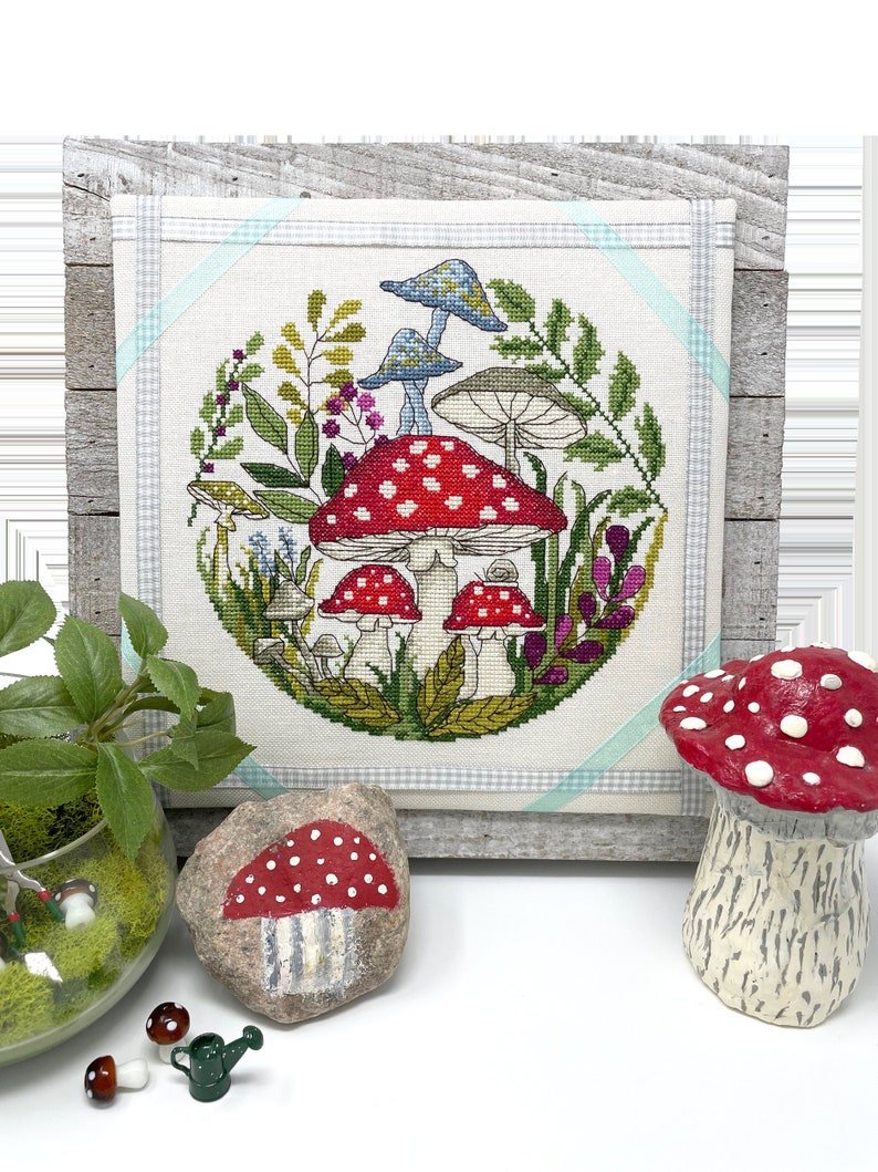 Mushroom Forest Modern Cross Stitch Pattern PDF by Tiny Modernist image 1