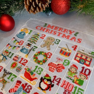 Kerstkalender - modern kruissteekpatroon van Tiny Modernist
