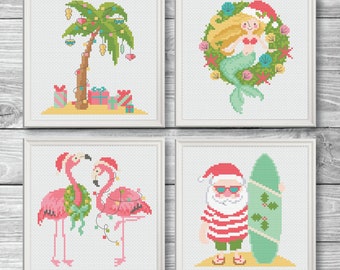 Tropical Christmas Set - Modern Cross Stitch Pattern by Tiny Modernist