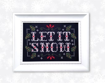 Let it Snow Winter Cross Stitch Pattern Instant Download