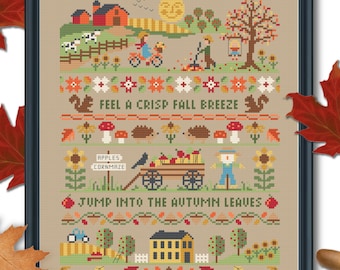 Autumn Band Sampler - Modern Cross Stitch Pattern by Tiny Modernist