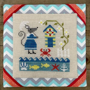 Mouse's Beach Outing - Modern Cross Stitch Pattern PDF by Tiny Modernist