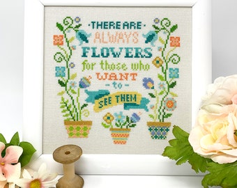 Modern Cross Stitch - Always Flowers Cross Stitch Pattern by Tiny Modernist