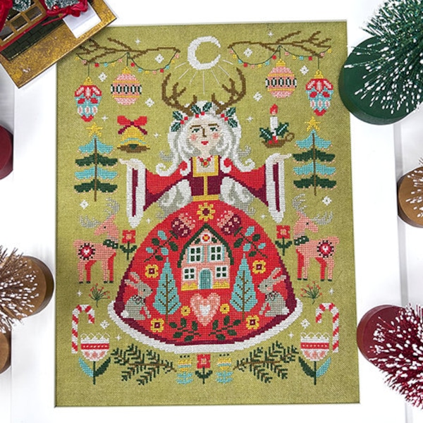 The Yule Goddess - Modern Cross Stitch Pattern by Tiny Modernist