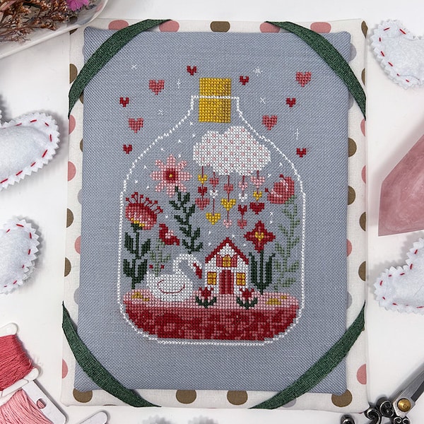 Valentine Terrarium - Modern Cross Stitch Pattern by Tiny Modernist