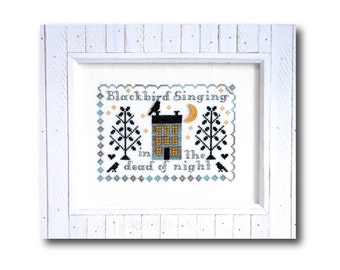 Blackbird Sampler Cross Stitch Pattern Instant Download