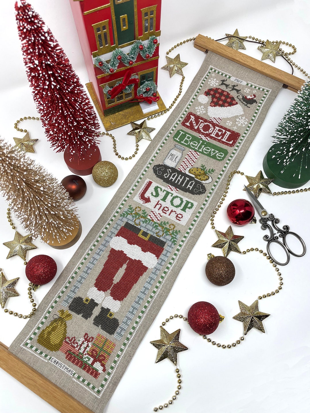Jolly Christmas Bell Pull Modern Cross Stitch Pattern PDF by Tiny Modernist Etsy