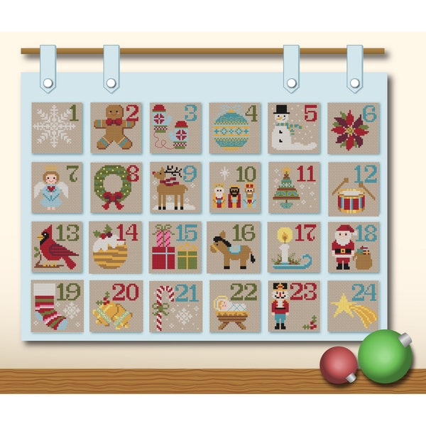 Advent Calendar - Modern Cross Stitch Pattern by Tiny Modernist