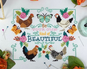 Be Your Own Beautiful - Modern Cross Stitch Pattern by Tiny Modernist