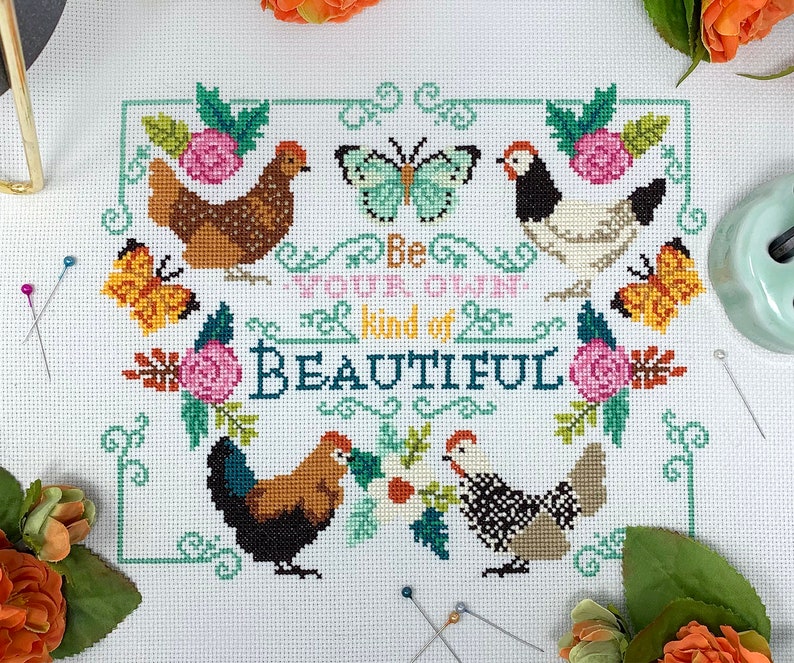 Be Your Own Beautiful - Modern Cross Stitch Pattern by Tiny Modernist