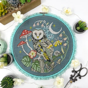 Nighttime Owl - Modern Cross Stitch Pattern PDF by Tiny Modernist