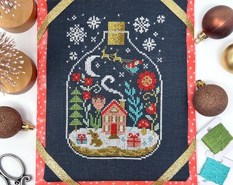 Christmas Terrarium - Modern Cross Stitch Pattern by Tiny Modernist