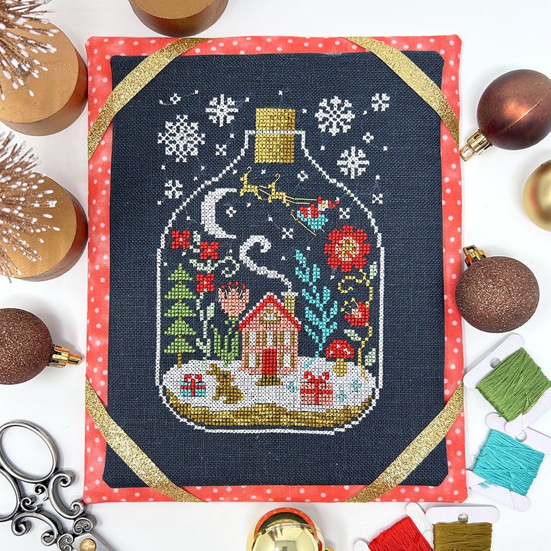 Christmas Terrarium - Modern Cross Stitch Pattern by Tiny Modernist