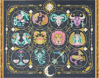 Zodiac Signs - Modern Cross Stitch PDF Download