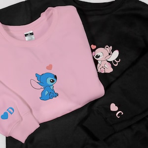 Personalized Embroidered Sweatshirt for Couples Embroidered Couple Lovely Characters Sweatshirt Gifts