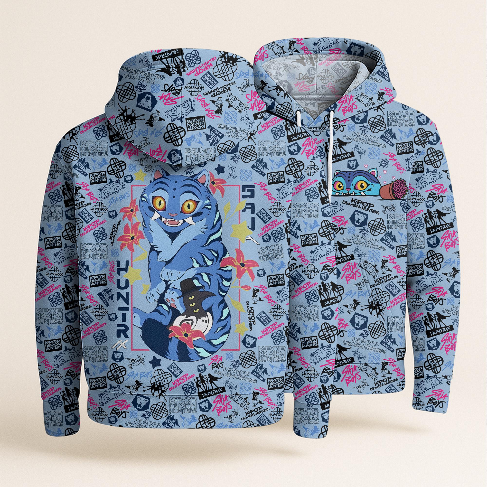 Discover Derpy Tiger Hoodie, Funny Tiger Costume, Unisex Kpop Merch Hoodie, Blue Tiger Shirt