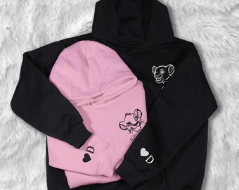 Personalized Couple Hoodie Embroidered Lion King Couple Lovely Characters Embroidered Shirt Gifts
