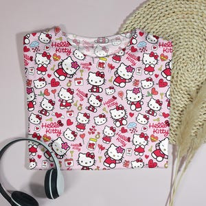Hello Kitty T-Shirt Cute Kitty Shirt Pink Kawaii Graphic Tee Unisex Tshirt Birthday Outfit Funny Family Shirt Hello Kitty Gifts image 4