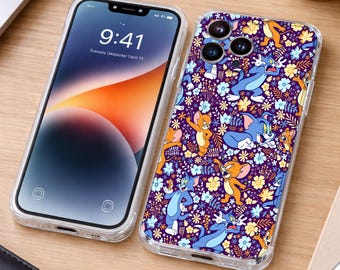 Tom and Jerry Phone Case Cute Cartoon Floral Pattern Samsung iPhone Phone Case Christmas Halloween Gift Disney Accessories